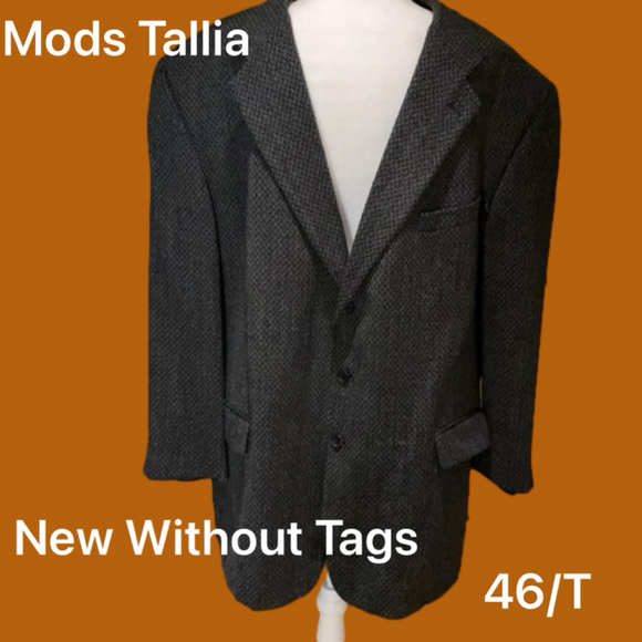 Moda Tallia by Rochester 46L Blazer NWOT BlackGrey Tweed